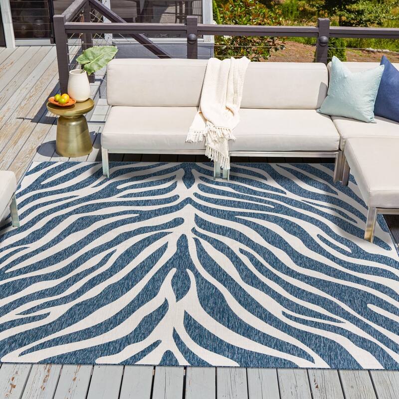 Outdoor Gallery Collection Area Rug - Blue - 10' Square