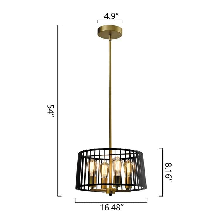 Maxax 4 - Light Lantern/Candle Style Drum Pendant with Wrought Iron Accents - N/A