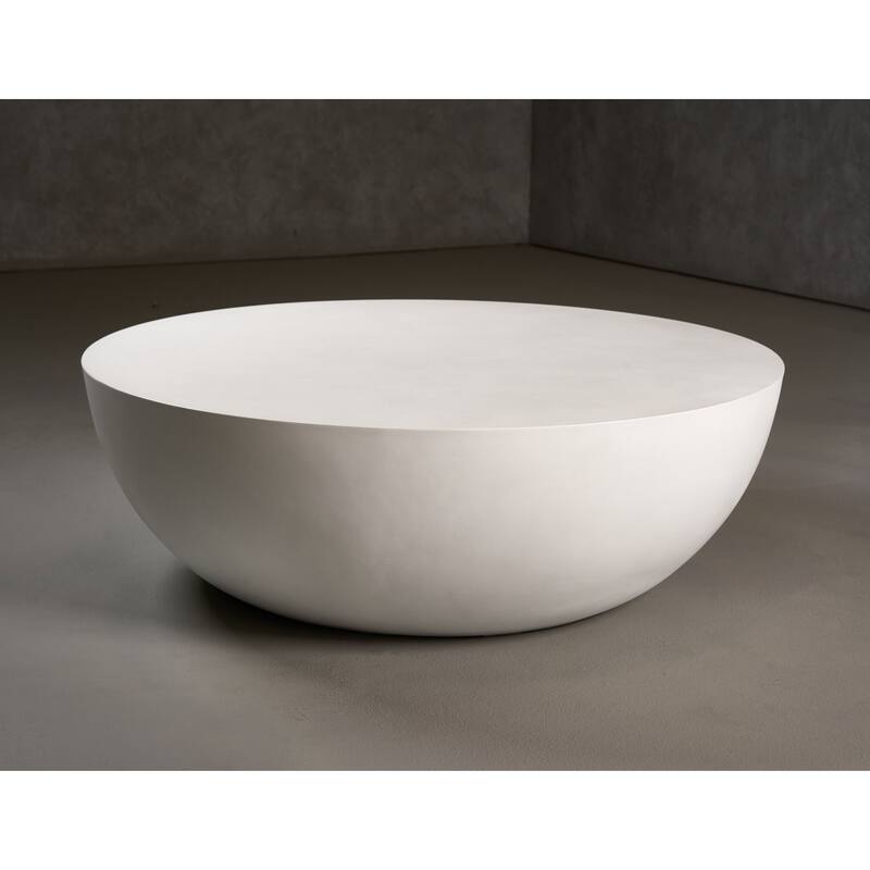Modrest Bronte Modern White Concrete Round Coffee Table
