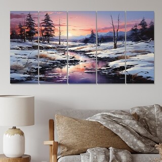 Designart "Pine Tree Winters Magic II" Tree Pine Multipanel Wall Decor ...