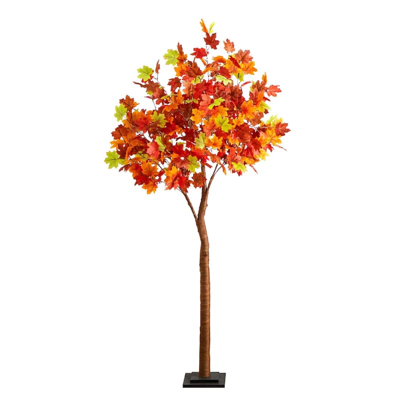 Pre-Lit Maple Autumn Artificial Fall Tree - 6' - Warm White LED Lights