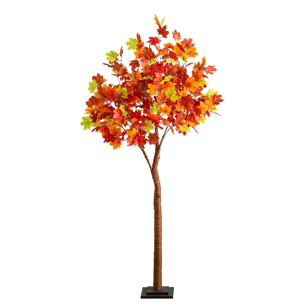 Pre-Lit Maple Autumn Artificial Fall Tree - 6' - Warm White LED Lights