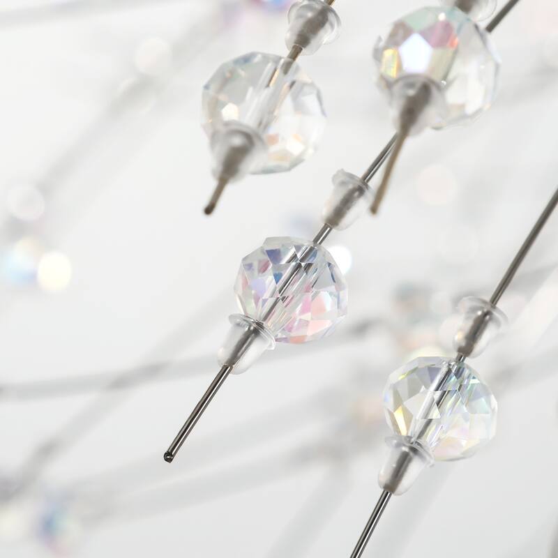 9-Light Modern Glam Sputnik Starburst Globe Pendant Linear Firework Crystal Chandelier for Living Room