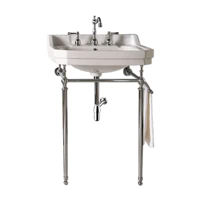 Wellington 24" Single Console Sink with Metal Finish Stand