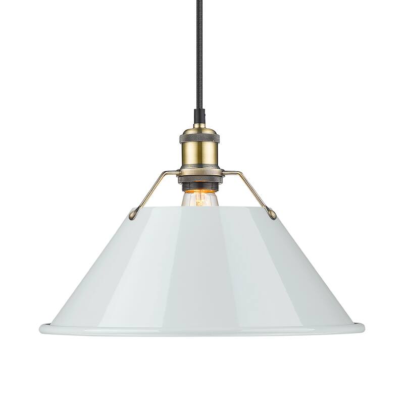 Yep by Golden Lighting Orwell 1-light 14in Pendant in Aged Brass and Dusky Blue shade - Gold
