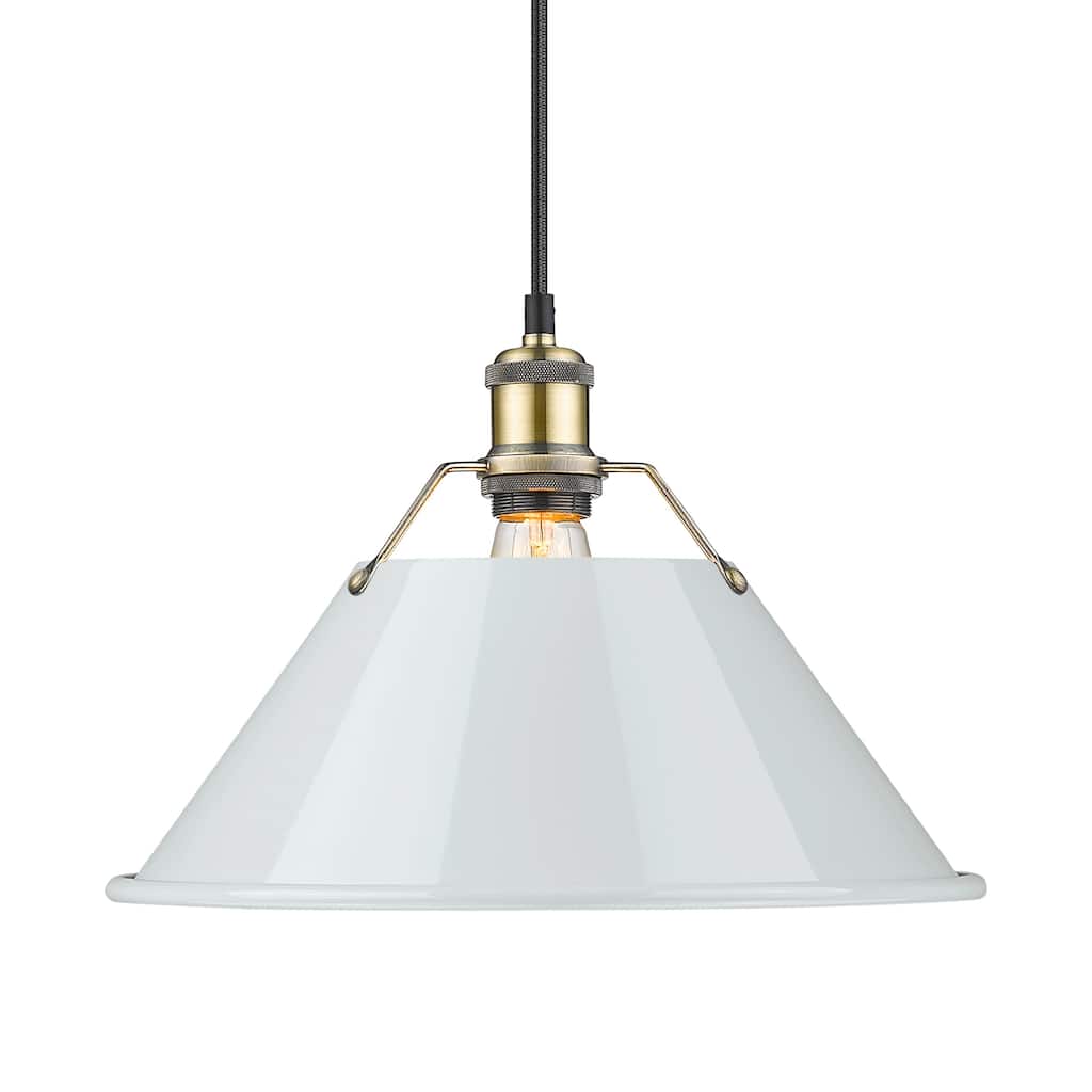 Yep by Golden Lighting Orwell 1-light 14in Pendant in Aged Brass and Dusky Blue shade - Gold