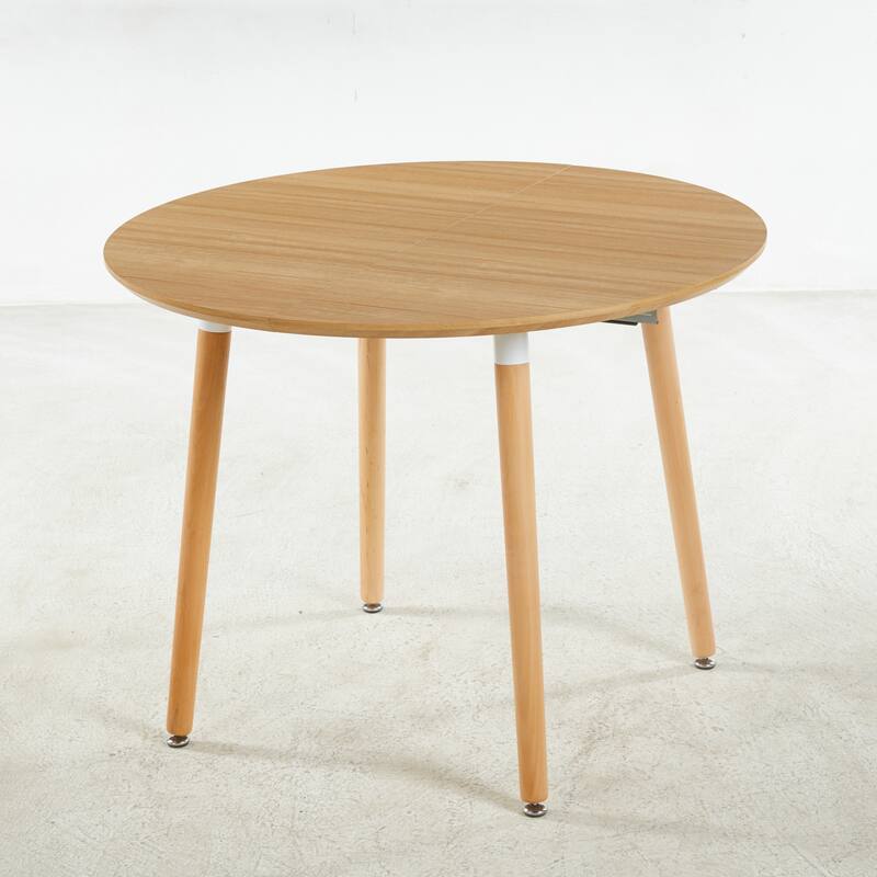 Extensible Oval Dining Table for 4-6 Person, Multi-functional Office Dining Table, Kitchen Table with MDF Top & Metal legs