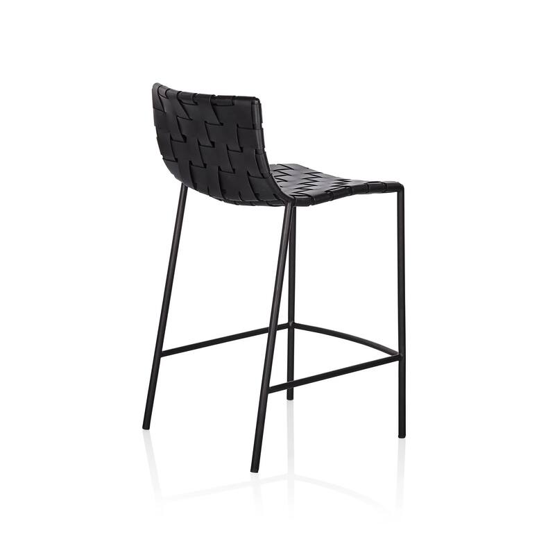 Soho Midcentury Modern Leather Weave Bar Stool (26inch/ 30inch