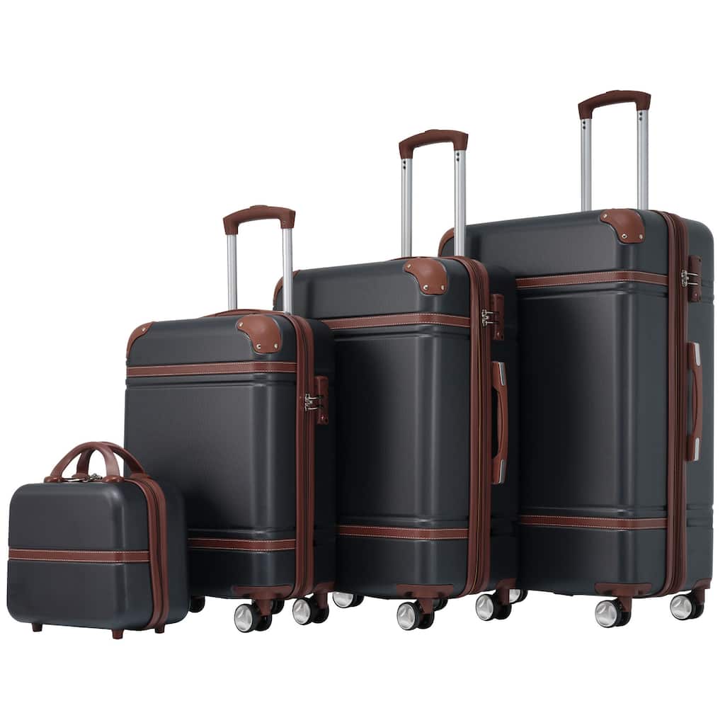 4 Pieces Hardshell Luggage Sets, 20"+24"+28" Luggages and Cosmetic Case Set Spinner Suitcase Set with TSA Lock