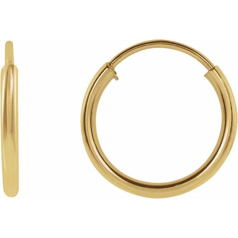 Curata 14k Yellow Gold 10x1mm Polished Endless Flexible Tube Hoop Earrings
