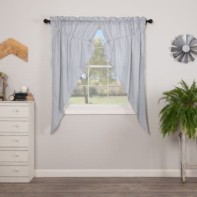 Sawyer Mill Ticking Stripe Short Prairie Panel Set - Prairie Panel 63x36