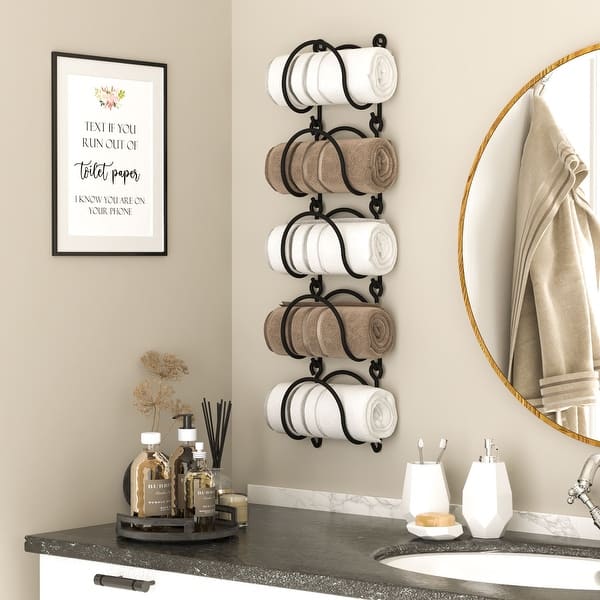 Bathroom Organizer Wall Shelf With Towel Hooks