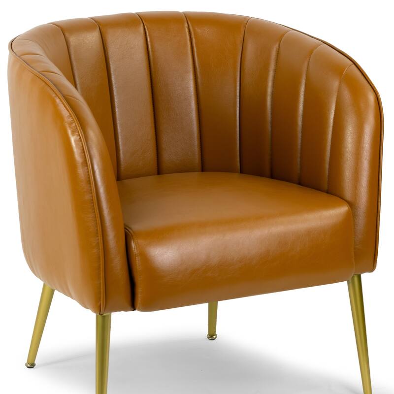 Avia Cappuccino Faux Leather Accent Chair with Decorative Stitching