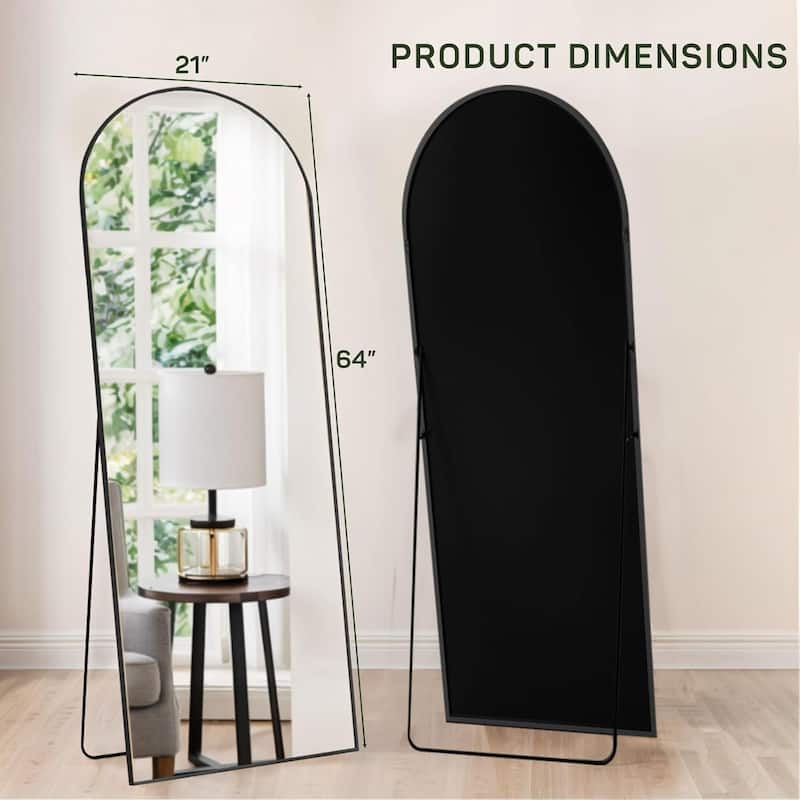 Full Length Mirror with Stand, Floor Mirror with Aluminum Alloy Frame for Bedroom, Standing Full Body Mirror for Wall, Cloakroom