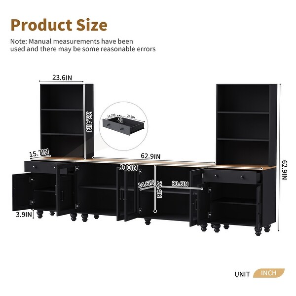 All-in-one Wall Cabinet TV Stand Plant Shelf wTall Bookcase