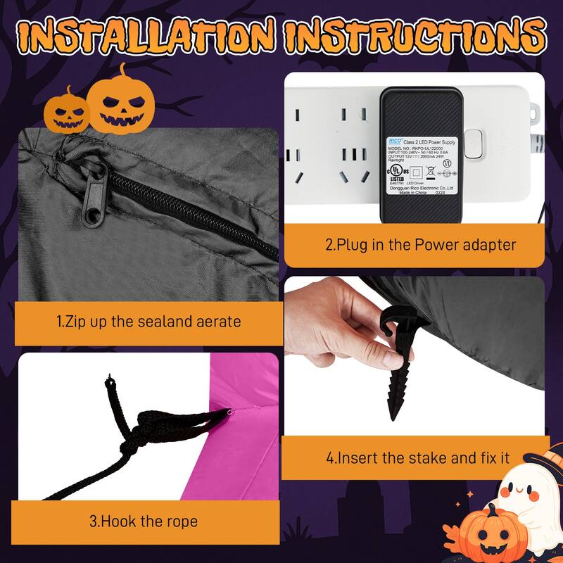 12 Feet Halloween Inflatable Pumpkin Man with Skull LED Lights for Outdoor or Indoor Decoration