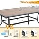 preview thumbnail 9 of 11, Wood-look PVC Patio Dining Table Steel Large Rectangular Table with Umbrella Hole