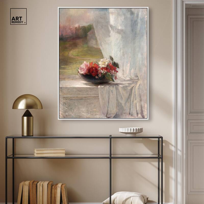 Flowers on a Window 1861 Canvas by Art Remedy
