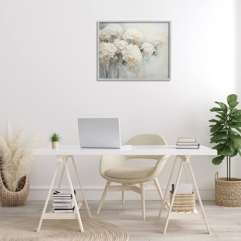 Stupell Subtle Fading White Hydrangeas Framed Giclee Art Design By Arlington Prints
