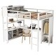preview thumbnail 10 of 18, Full Size Metal Loft Bed with Wardrobe and L-shaped Desk and Shelves