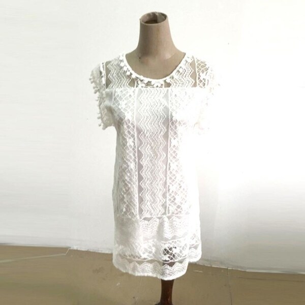 plus size white tassel dress