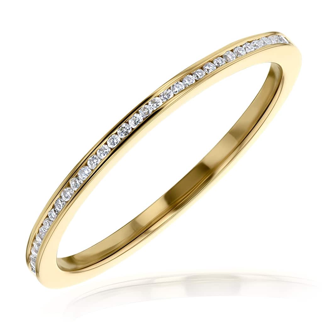 Kobelli 1/5 Carats Natural Diamond 14k White or Yellow Gold Thread Eternity Stackable Ring
