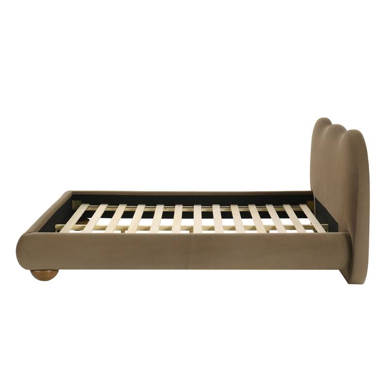 Furniture of America Nilo Modern Fabric Upholstered Platform Bed with Curved Headboard