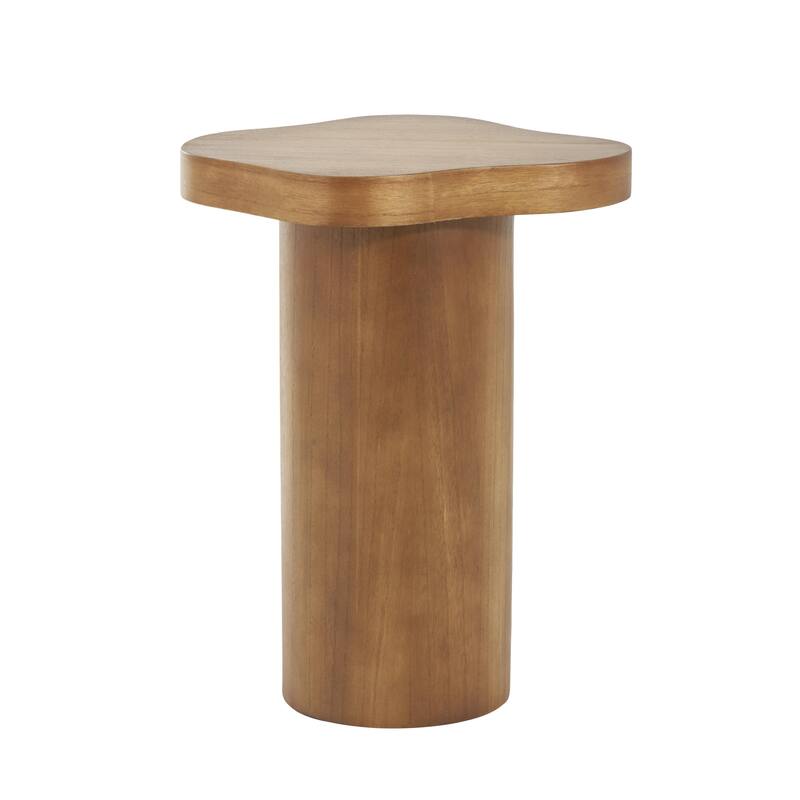 Wood Pedestal Accent Table with Rounded Square Top - Black or Brown - Roche River Decor