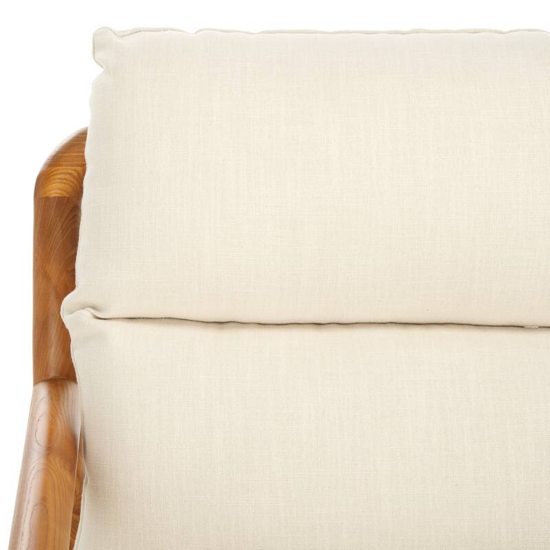 SAFAVIEH Dellar Solid Wood Accent Chair with Cushion (Fully Assembled) - 29.3 In. W x 33.9 In. D x 33.1 In. H - 29Wx34Dx33H