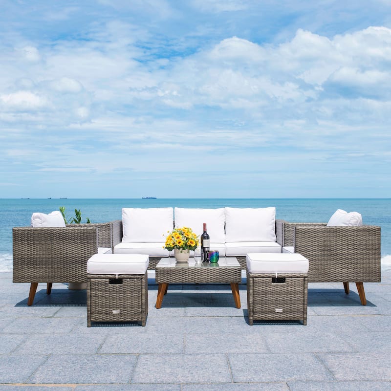 SAFAVIEH Outdoor Gojka 6-Piece Living Set - 69W x 26D x 27H