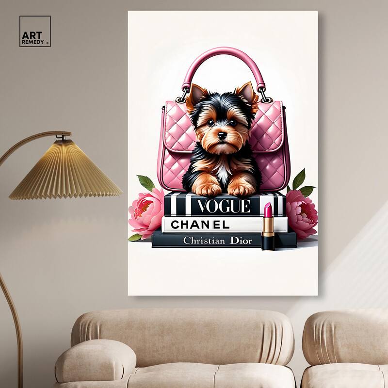 Fashionable Yorkie Canvas by Art Remedy, Gallery Wrapped