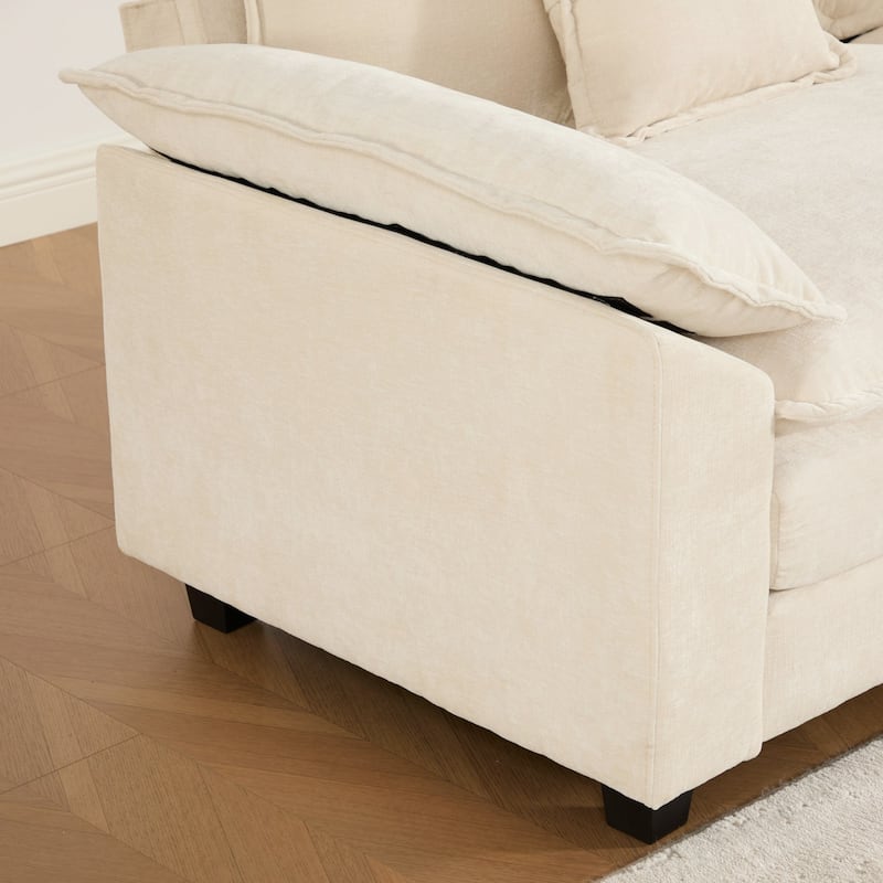 Comfy Double Layer Upholstered Couch Chenille Accent Loveseat Sofa