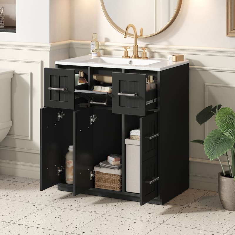 30inch Bathroom Vanity with Undermount Sink and Drawers, Painted Surface, Soft-Close Doors, Bathroom Cabinet