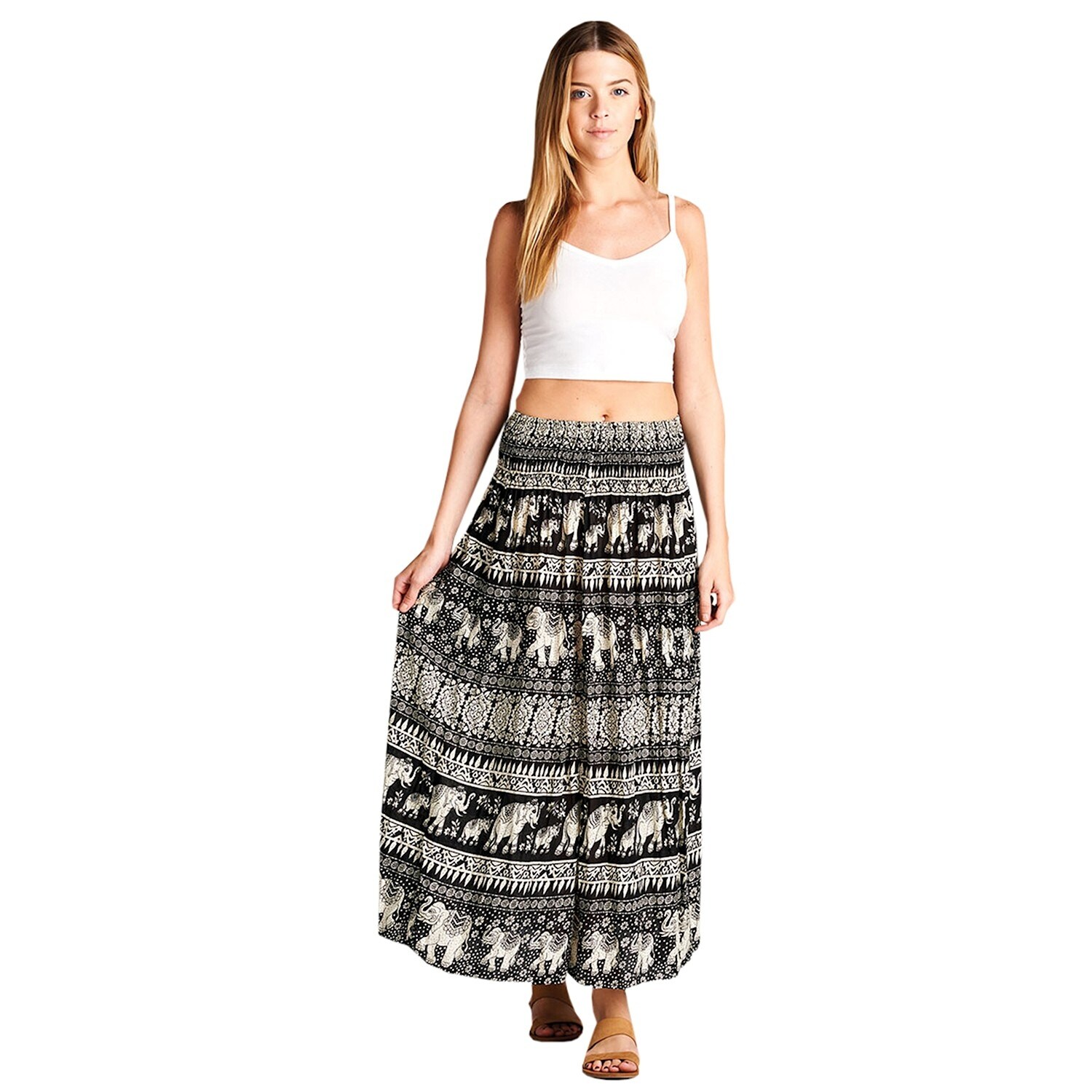 black print maxi skirt