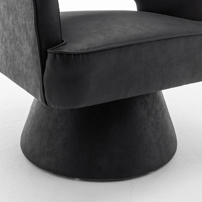 SEYNAR Modern PU Leather 360 Degree Swivel Accent Barrel Chair Set of 2