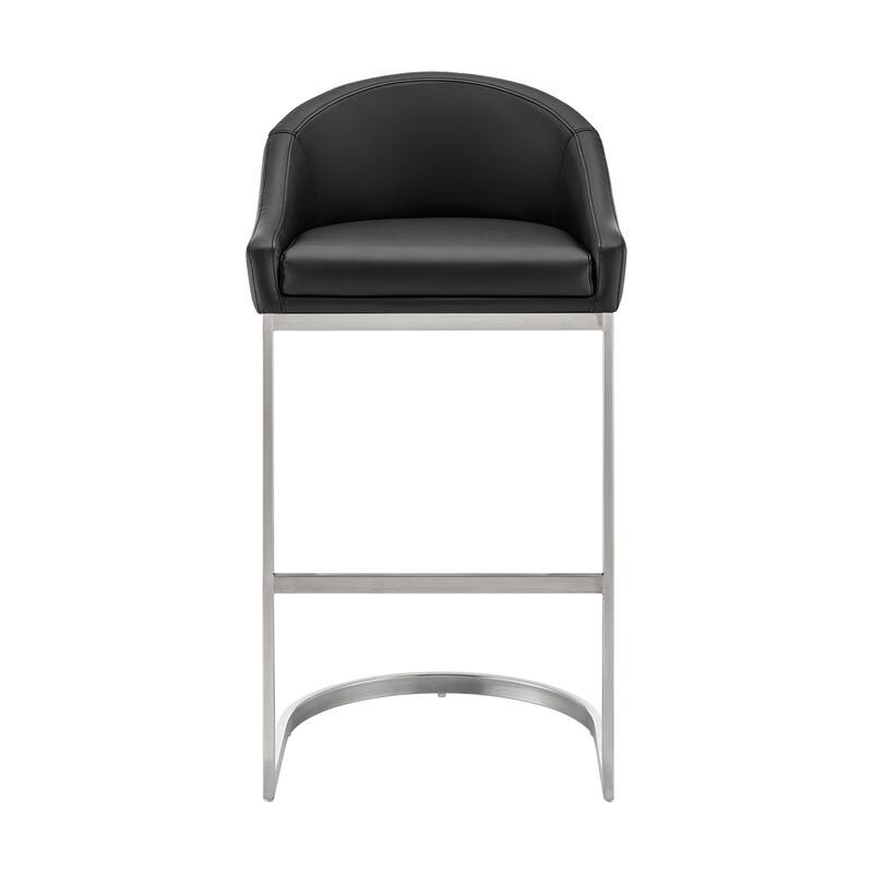 Katherine Upholstered Metal Bar or Counter Height Stool with Cantilever Base