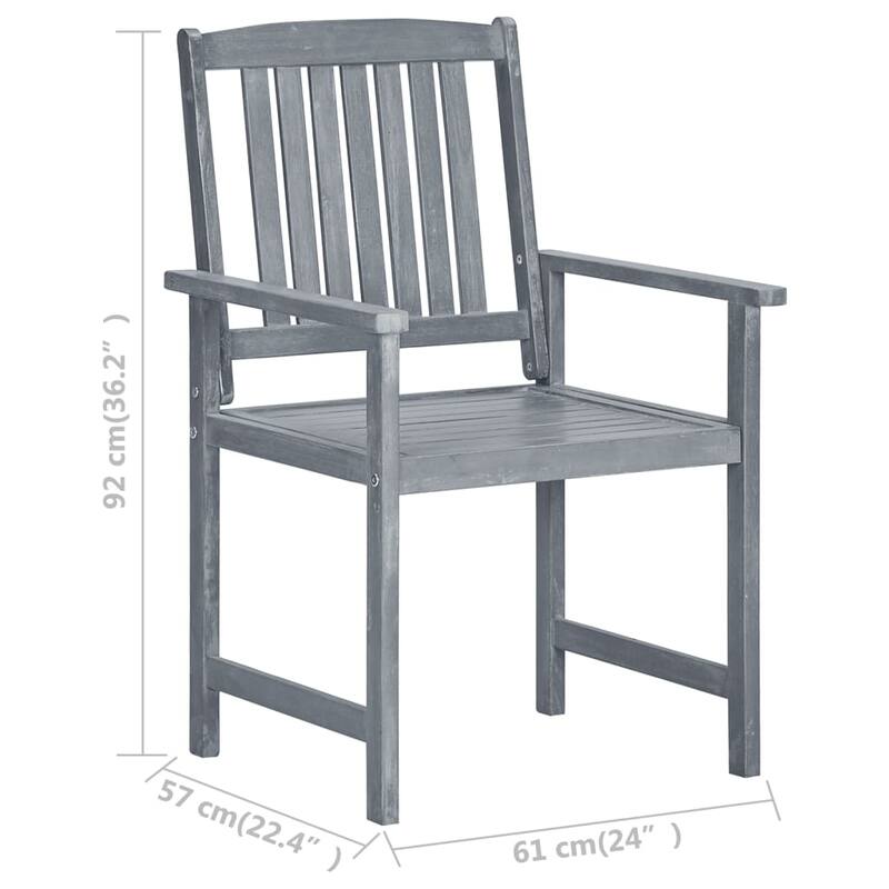 vidaXL Patio Chairs Outdoor Dining Chair with Cushions Gray Solid Wood Acacia