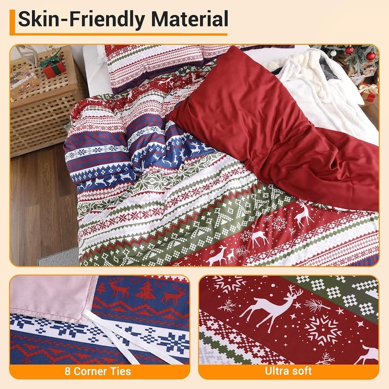 Christmas Duvet Cover Set, Decorations Bedding Set