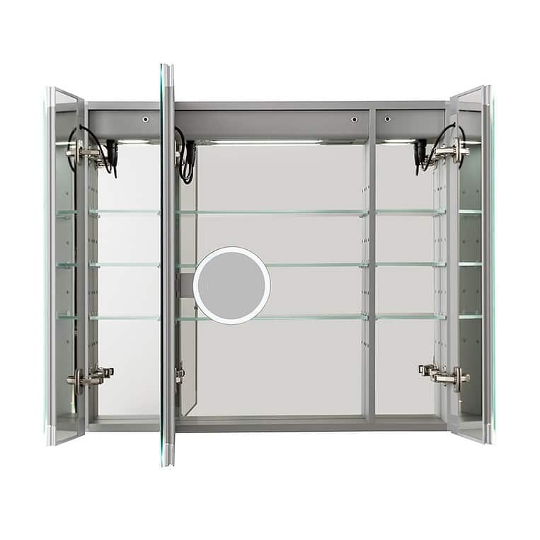 Medicine Cabinet With Light 40W x 32H x 5D Triple Door - 40"x32" - Clear - 40"x32" - Crystal Finish