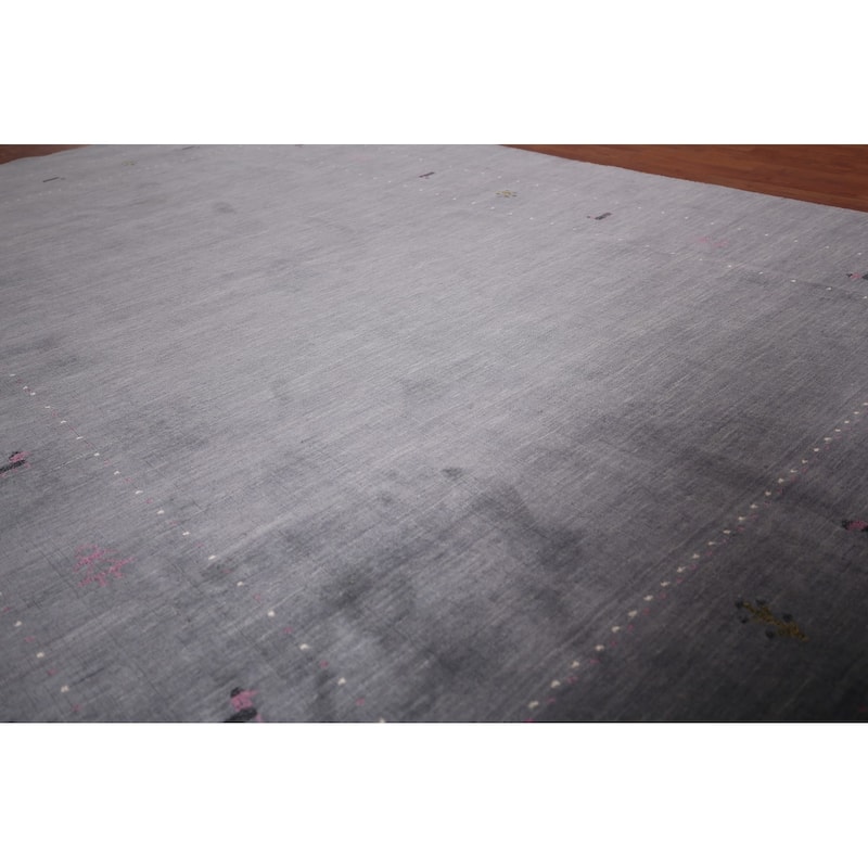 Gray Gabbeh Indian Area Rug Hand-Knotted Wool Carpet - 6'8"x 10'1"