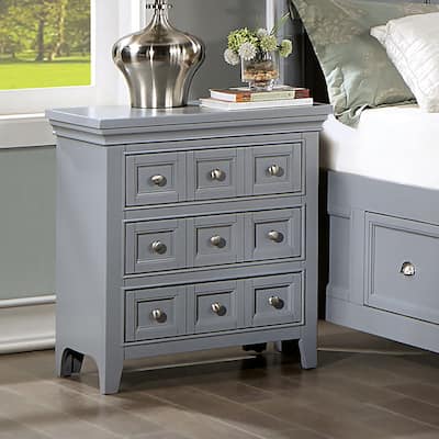Saer Transitional Grey Wood 3-Drawer Nightstand by Furniture of America