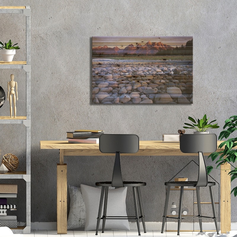 Teton Range As Seen From The Bank Of The Snake River, Grand Teton National Park, Wyoming, USA Print On Wood by Charles Gurche