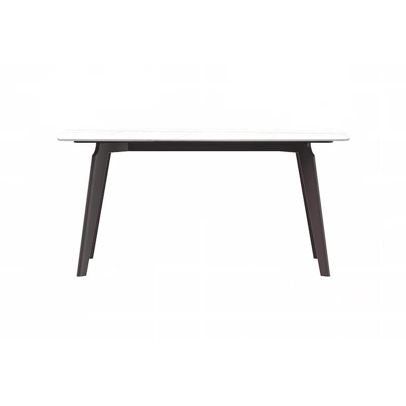 Krevor Modern Dining Table with Rectangular Sintered Stone or Glass Wide Tabletop and Black Steel Base