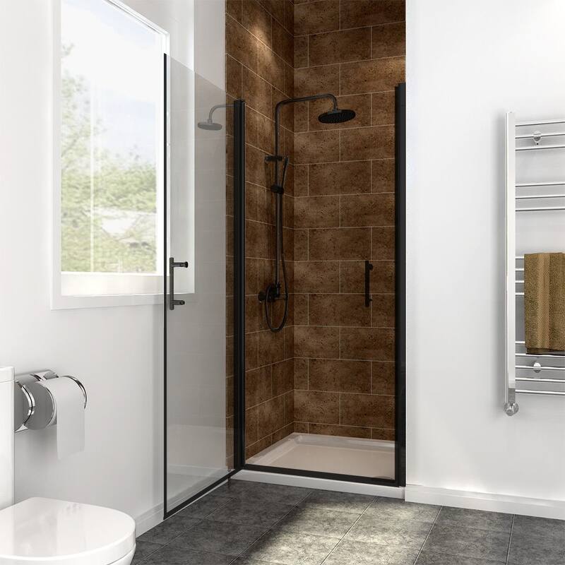 Elegant Adjustable Width Frameless Pivot Swing Shower Door with 1/4 inch Transparent Tempered by Certified Glass Door