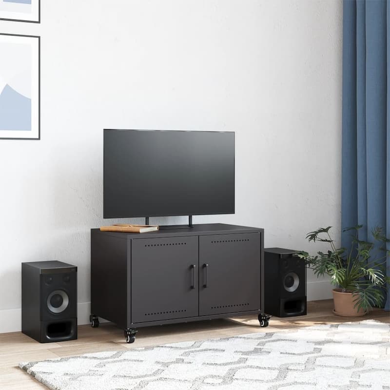 vidaXL TV Stand Entertainment Center Furniture Living Room Cold-rolled Steel - 15.4 x 26.8 x 17.1