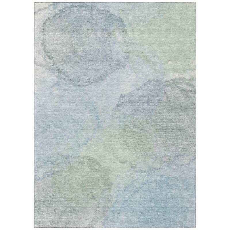 Machine Washable Indoor/ Outdoor Abstract Muted Chantille Rug