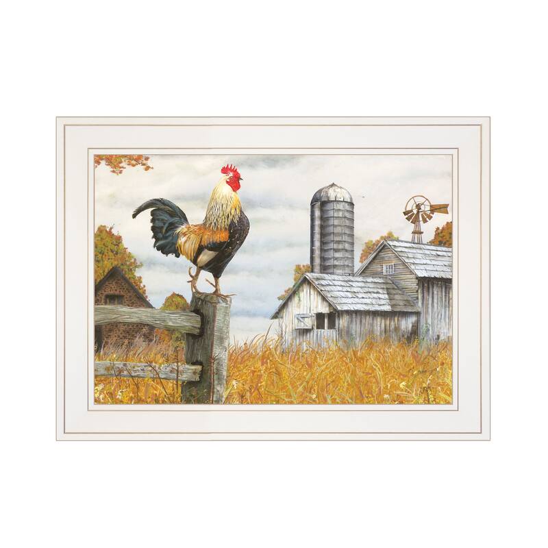 TrendyDecor4U Farmhouse "Down on the Farm II" Framed Print Wall Art by Ed Wargo - Multi-Color - White