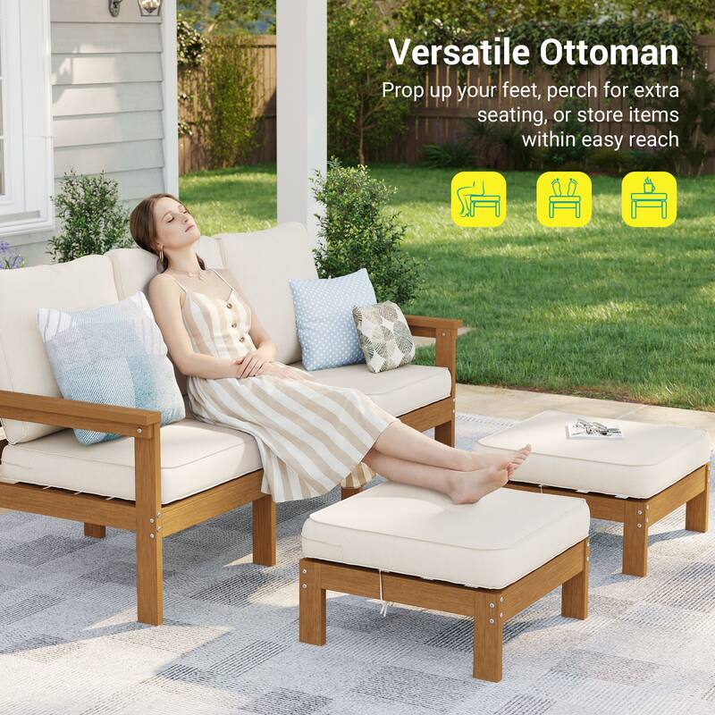 HIPS Outdoor Sofa Set with 3.9 Inch Cushions & Ottoman (Set of 5)