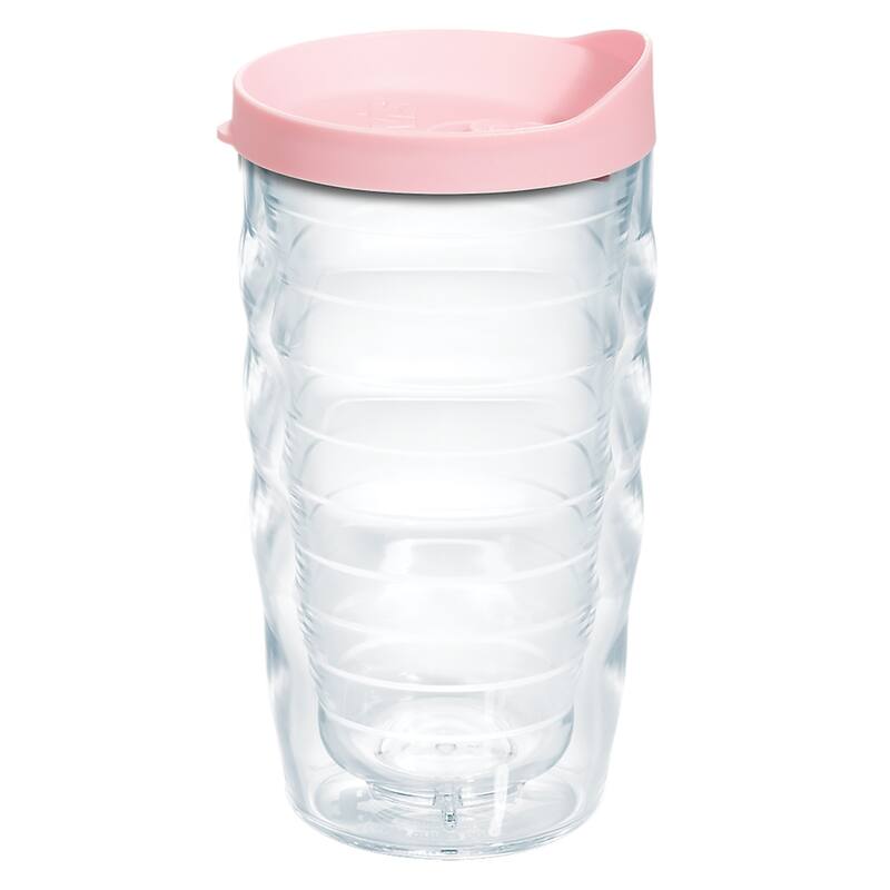 Tervis Clear & Colorful Lidded Made in USA Double Walled Insulated Travel Tumbler, Pink Lid - 10oz Wavy - 10oz Wavy