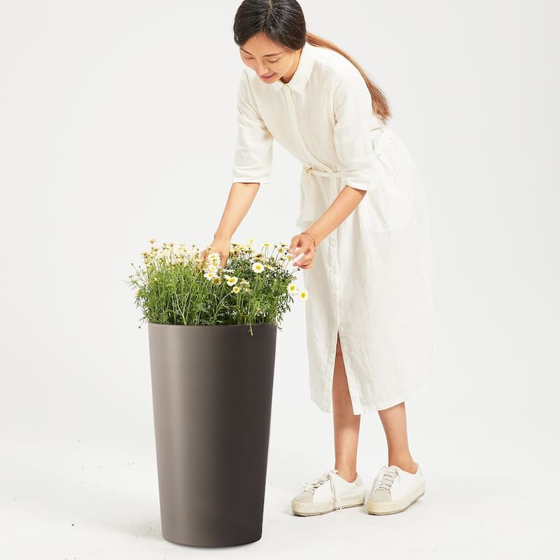 2 Pack Tall 21.7 in Planters for Outdoor Plants, Modern Tall Square Planter Box, Indoor Outdoor Porch Patio Flower Pot